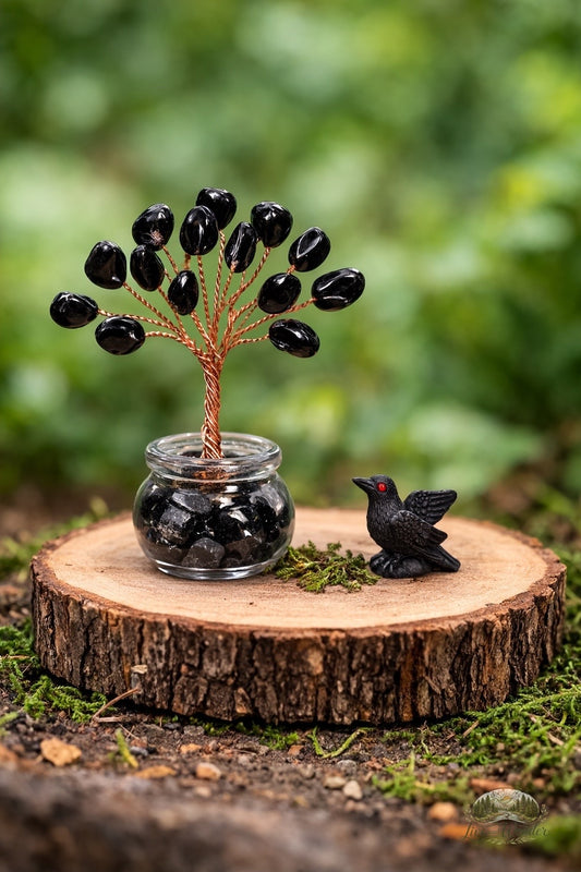 Black Crystal Tree & Raven Companion Bundle
